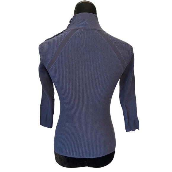 🎁 Karen Millen Blue Stripe 3/4 Sleeve Sweater Size 2 - Picture 7 of 8
